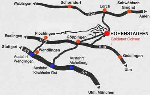 Map showing directions to Hotel Goldener Ochsen