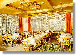 Interior view of the traditional restaurant at Goldener Ochsen