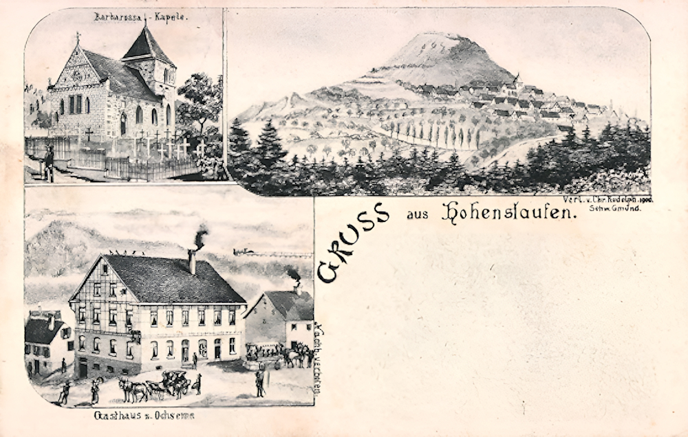 Postkarte Goldener Ochsen Göppingen Hohenstaufen