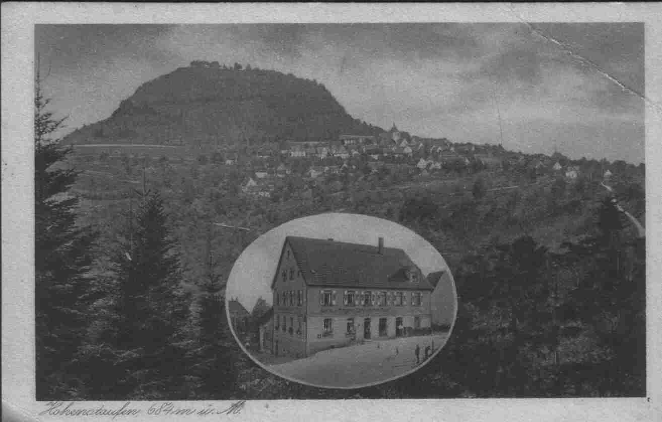 historische Postkarte Goldener Ochsen Göppingen Hohenstaufen