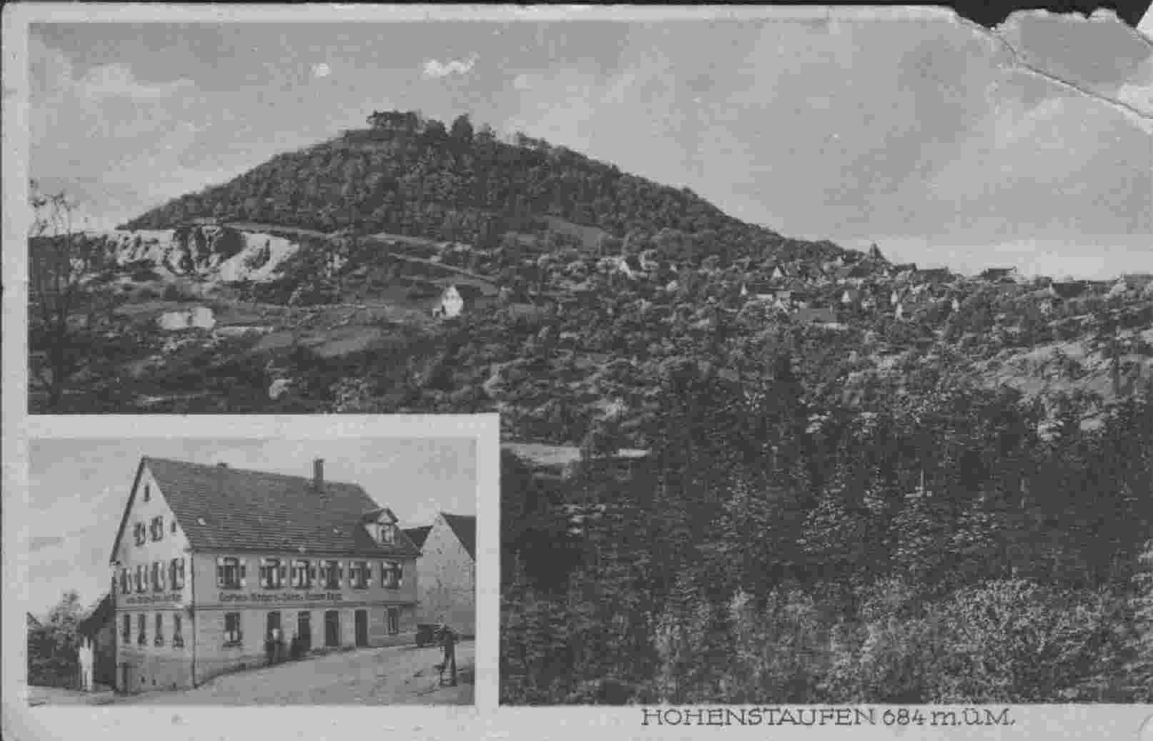 Historische Postkarte Goldener Ochsen Göppingen Hohenstaufen