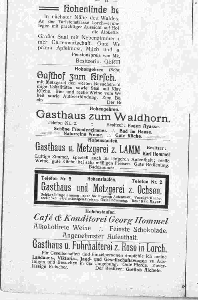 Historischer Hotelführer Goldener Ochsen Göppingen Hohenstaufen