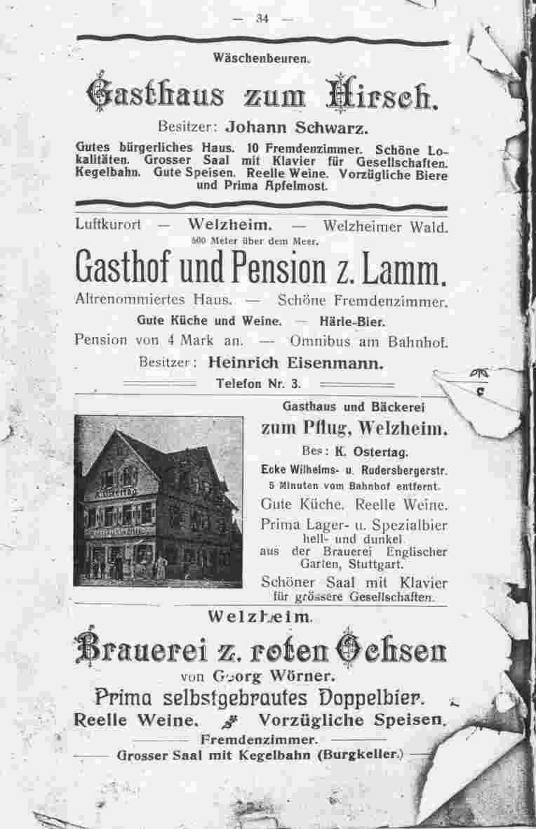 Historischer Hotelführer Goldener Ochsen Göppingen Hohenstaufen