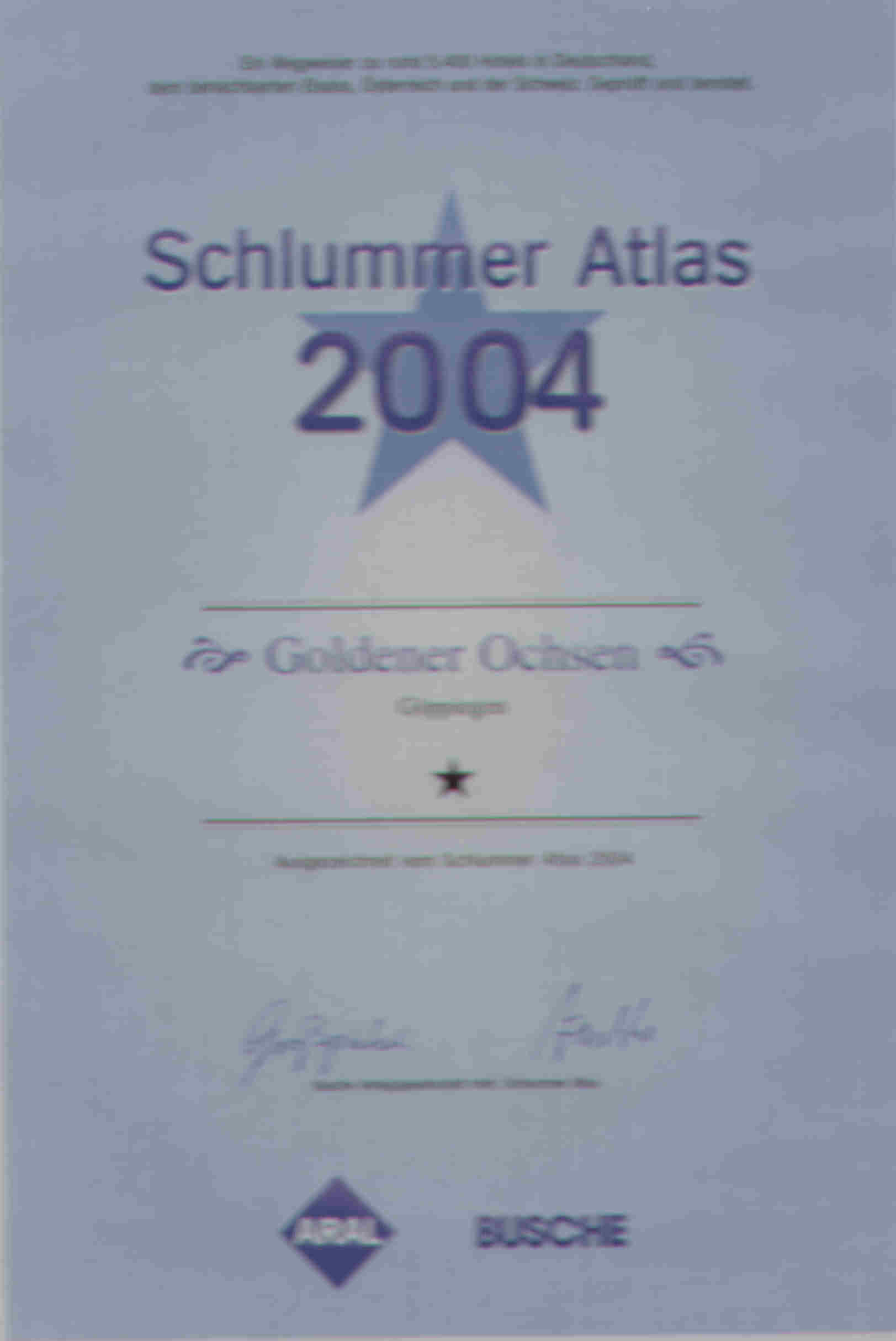 Archivdokument: Schlummer Atlas Urkunde 2004