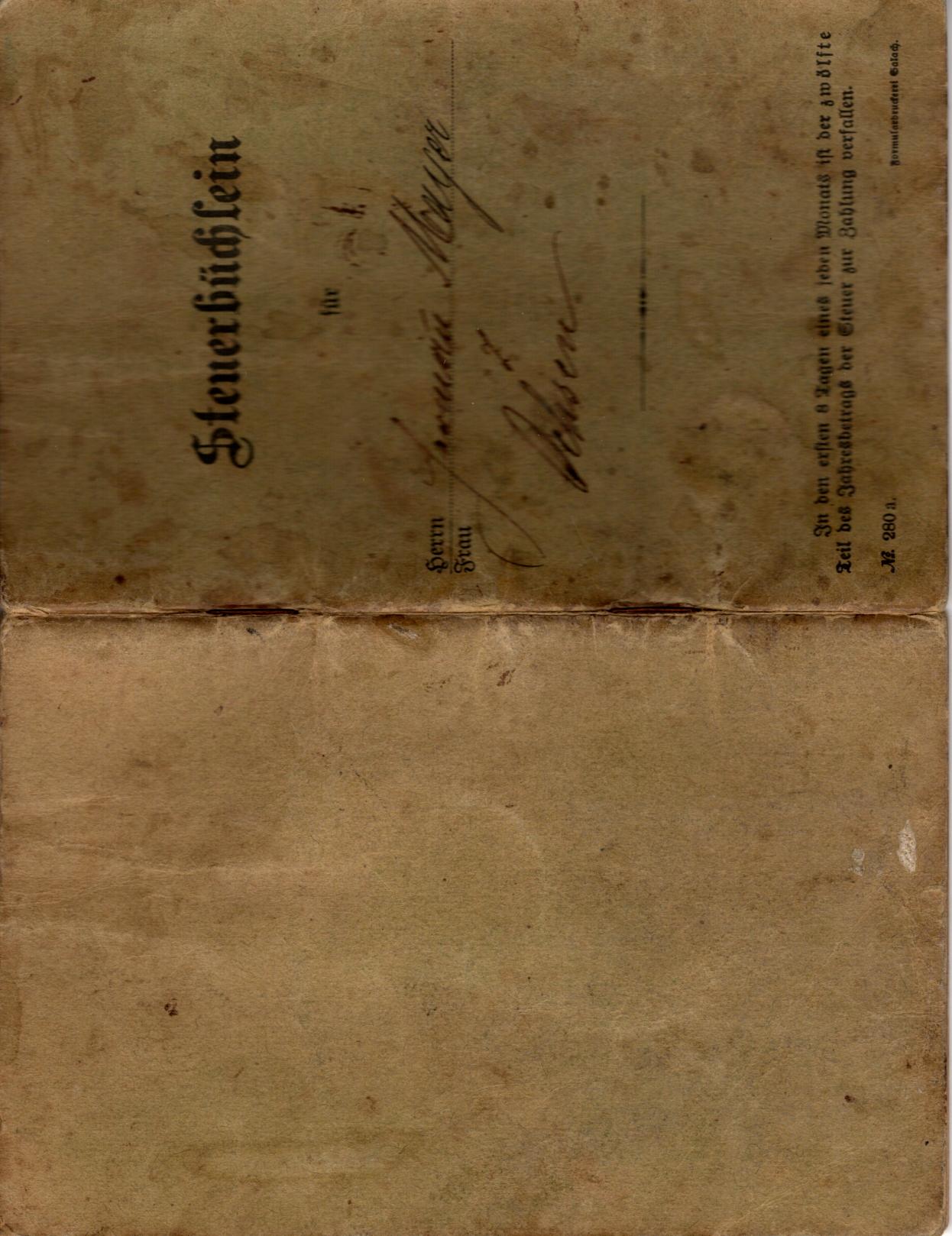 Steuerbüchlein 1919, Seite 1