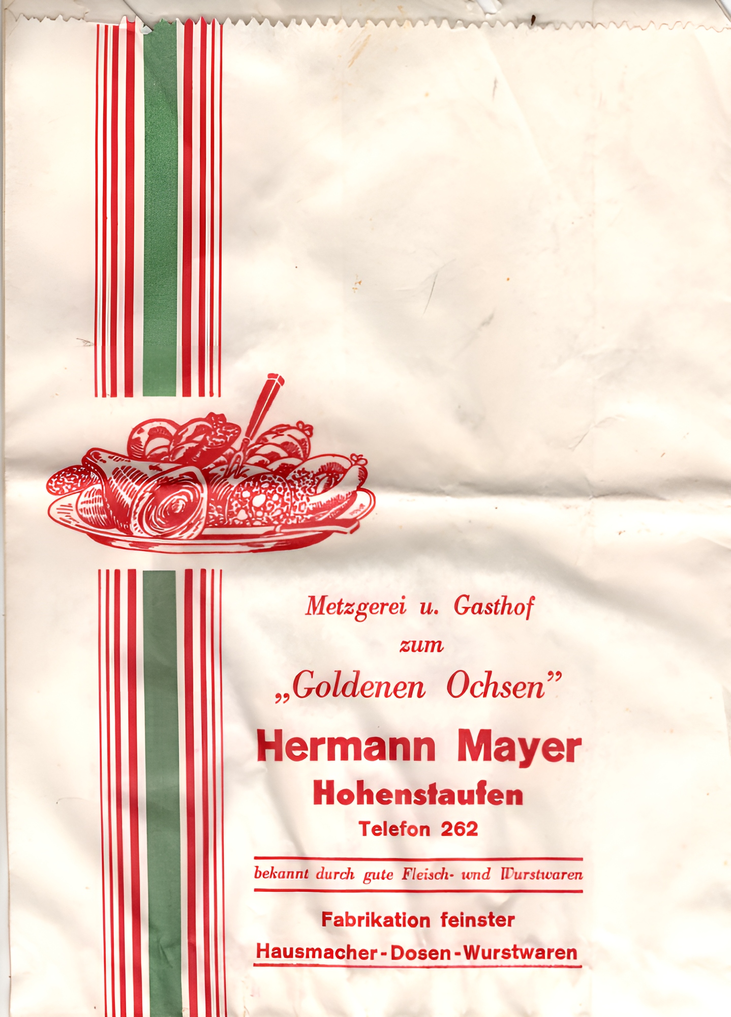 Metzgereitüte Goldener Ochsen Hermann Mayer 262 Metzgereitüte Goldener Ochsen Hermann Mayer 262